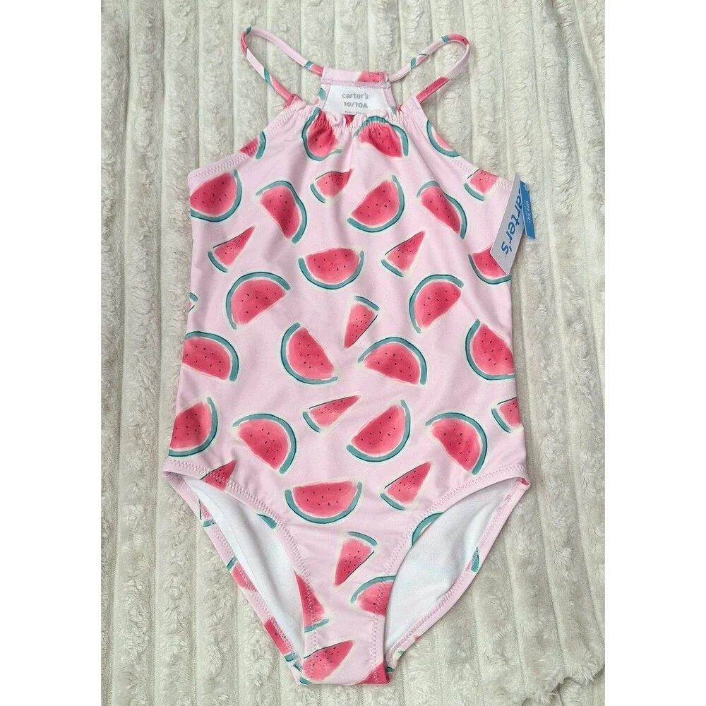 NWT carter's Girl's Cute Pink Watermelon One Piece Swimsuit UPF 50+ US Size 10